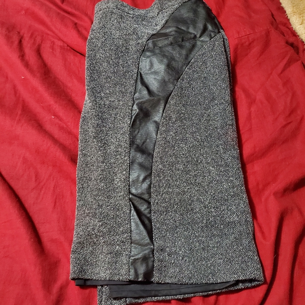 Tweed and Faux Leather Skirt